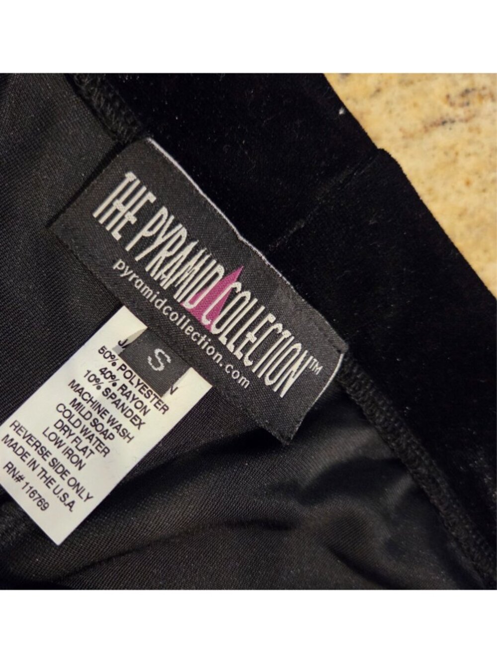 New! The Pyramid Collection Sz S Black Velvet Leggings Tappered Leg Ruched Goth - Picture 9 of 14